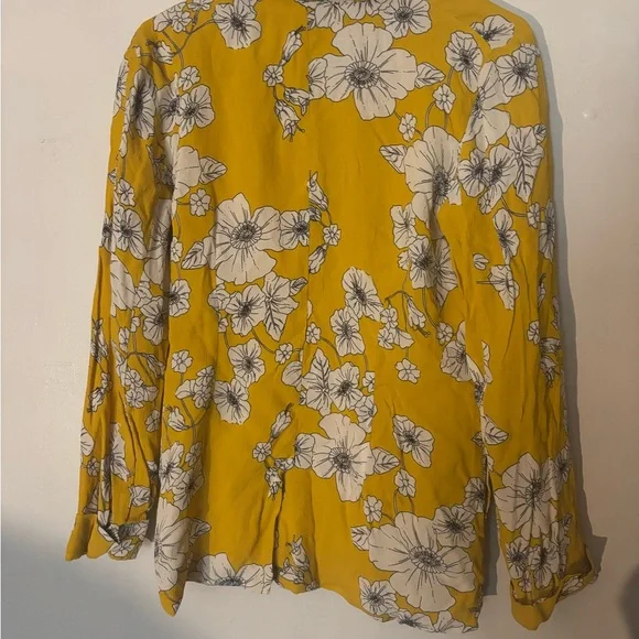 Cleobella Anthropologie Yellow Floral Viscose Blouse Button Front Women’s Size S - Picture 10 of 10